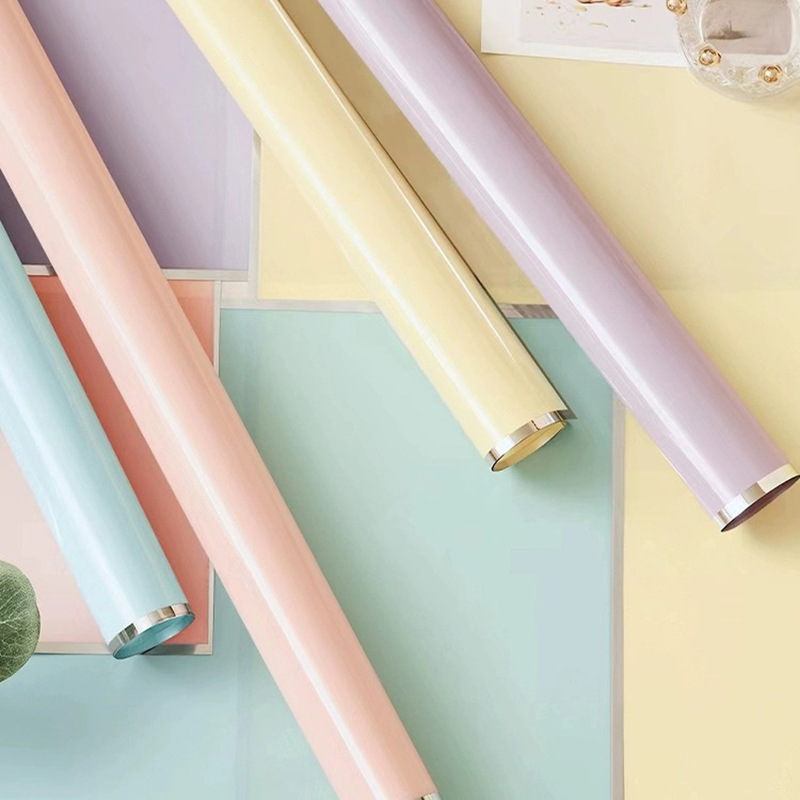 Nuevo papel de embalaje de plata caliente de iones de plata color borde plateado gelatina papel de embalaje de flores impermeable floristería bricolaje hecho a mano