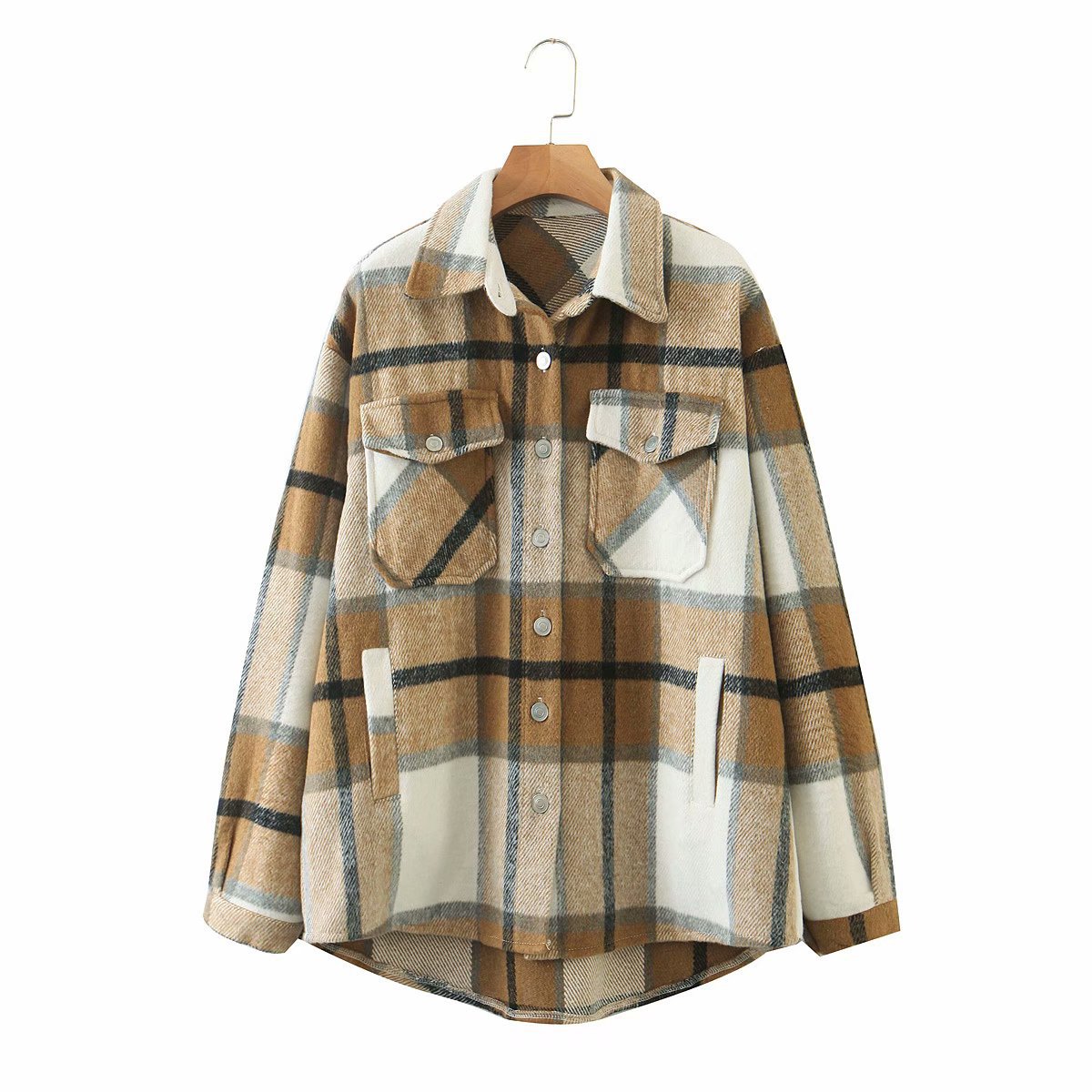 Women s Plaid Woolen Jacket 18 Colors nihaostyles clothing wholesale NSAM77789