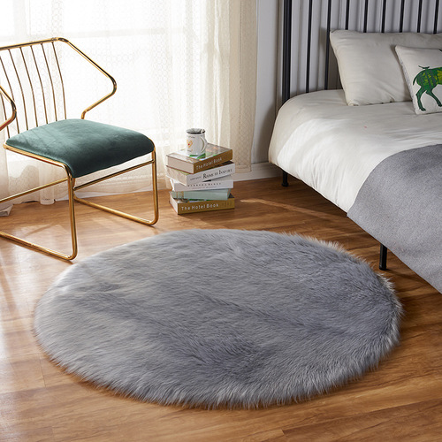 Manufacturer cross-border Amazon plush carpet bedroom living room bedside round wool bay window mat pink floor mat