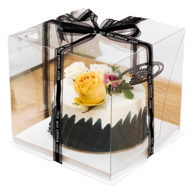 Caja de pastel de cumpleaños transparente embalaje al por mayor 4 pulgadas 6 pulgadas caja de embalaje de 8 pulgadas caja de pastel portátil para hornear