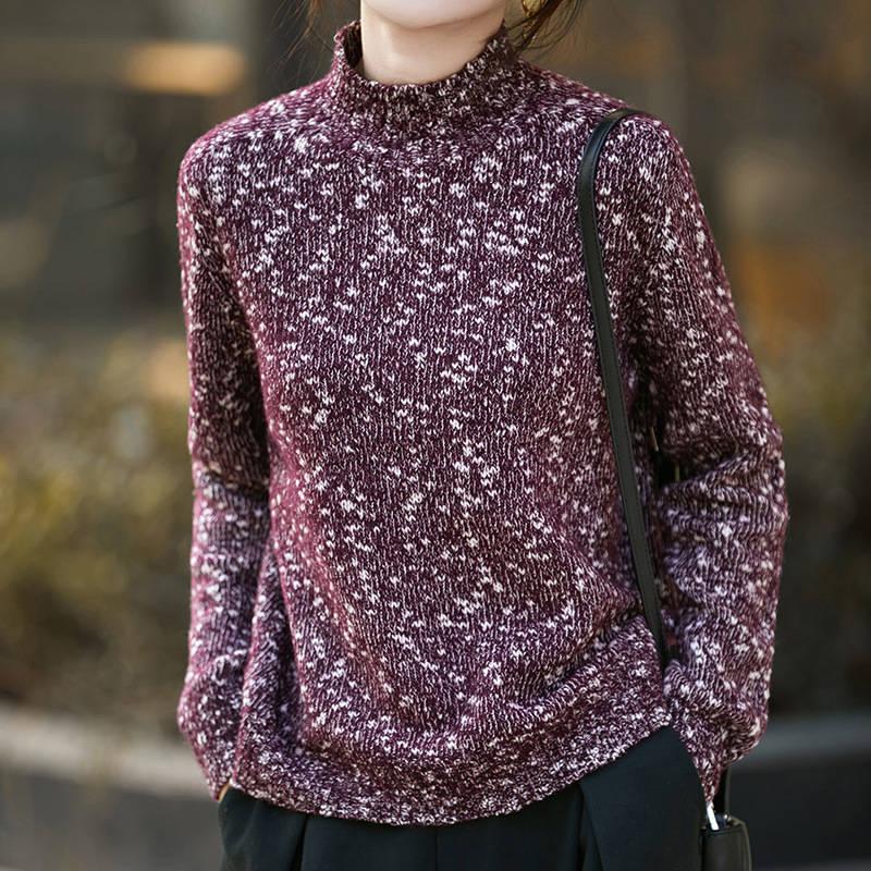 Lazy Style Thickeneded Floral Yarn Twist Cashmere Wool Knitwear Women's Autumn and Winter Bottoming Top Loose Women's Knitwear