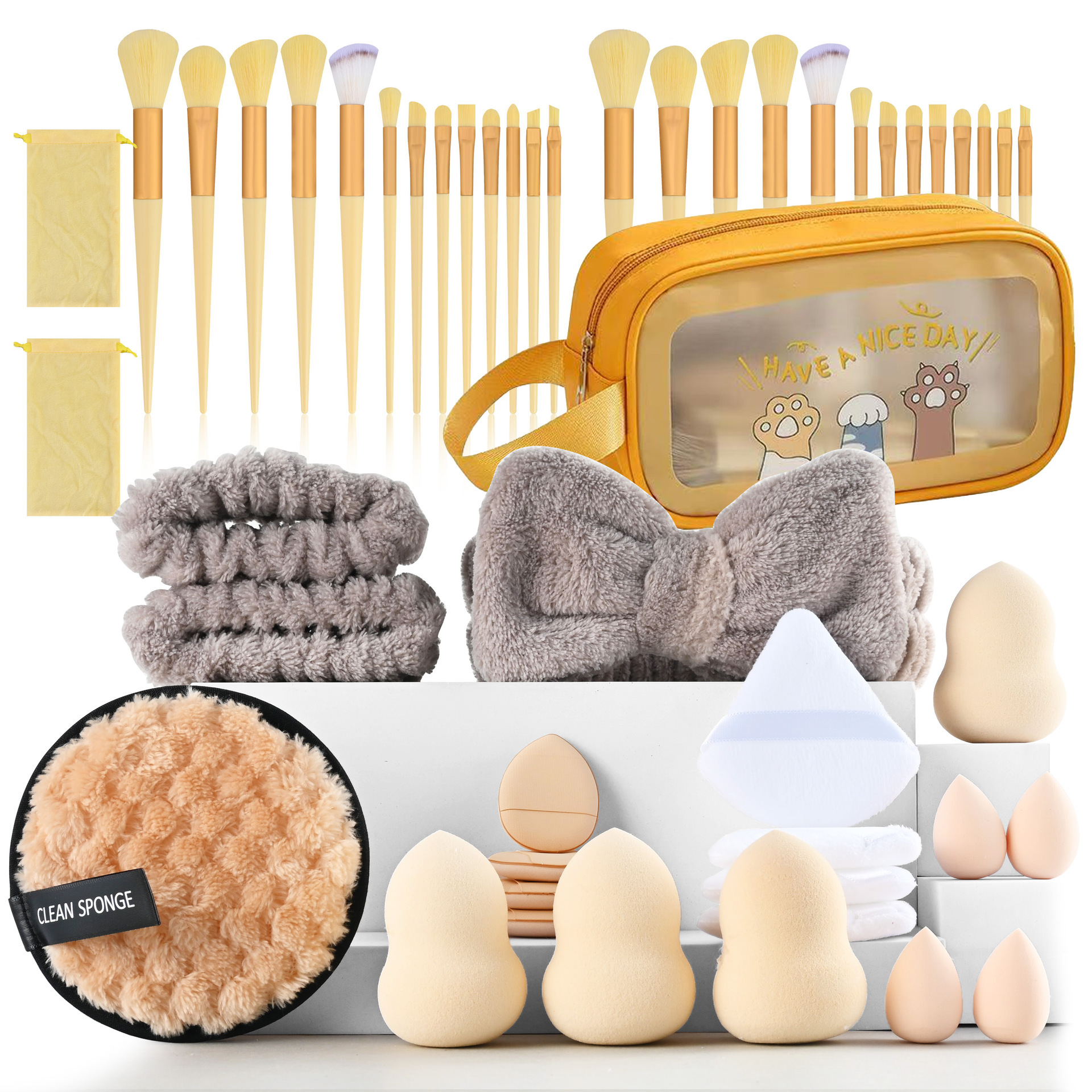 Conjunto de polvo personalizado 40pc cepillo grande combinación de lavado de cara maquillaje polvo transfronterizo conjunto completo de 46 herramientas de maquillaje de cepillo