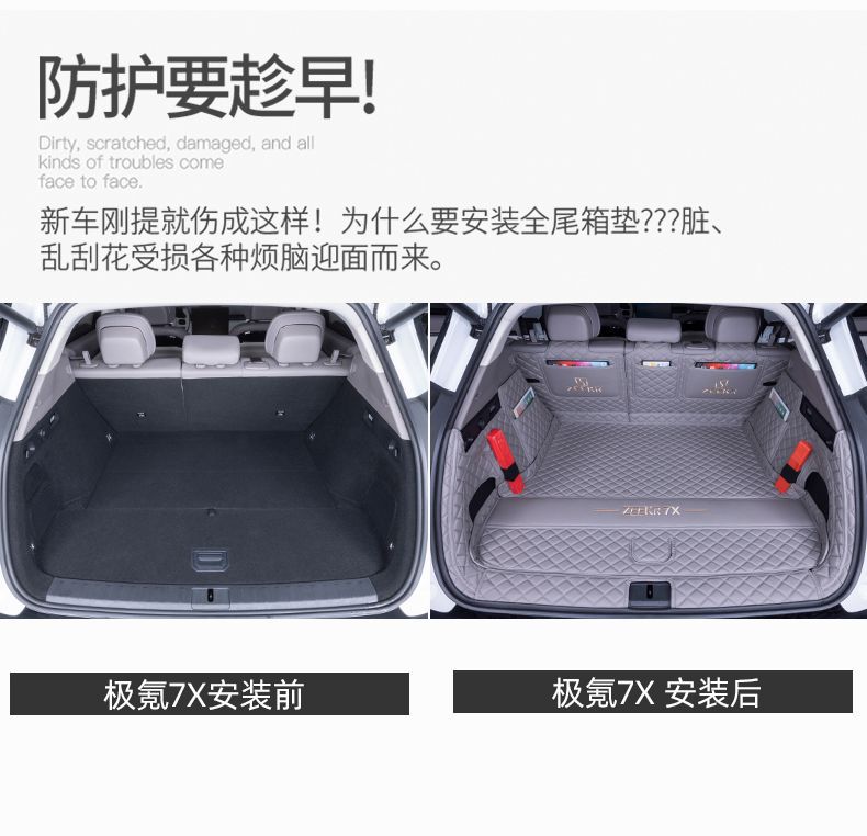 Suitable for Zeekr 7X Trunk Mat, Full Coverage for 25 Models of Zeekr 7X Rear-Wheel Drive and Four-Wheel Drive Cars, Decorative Trunk Mat