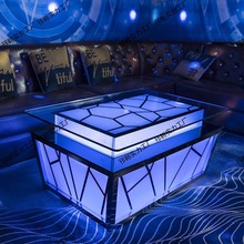 新款量贩KTV酒吧清吧会所包厢钢化玻璃不锈钢发光茶几散台桌