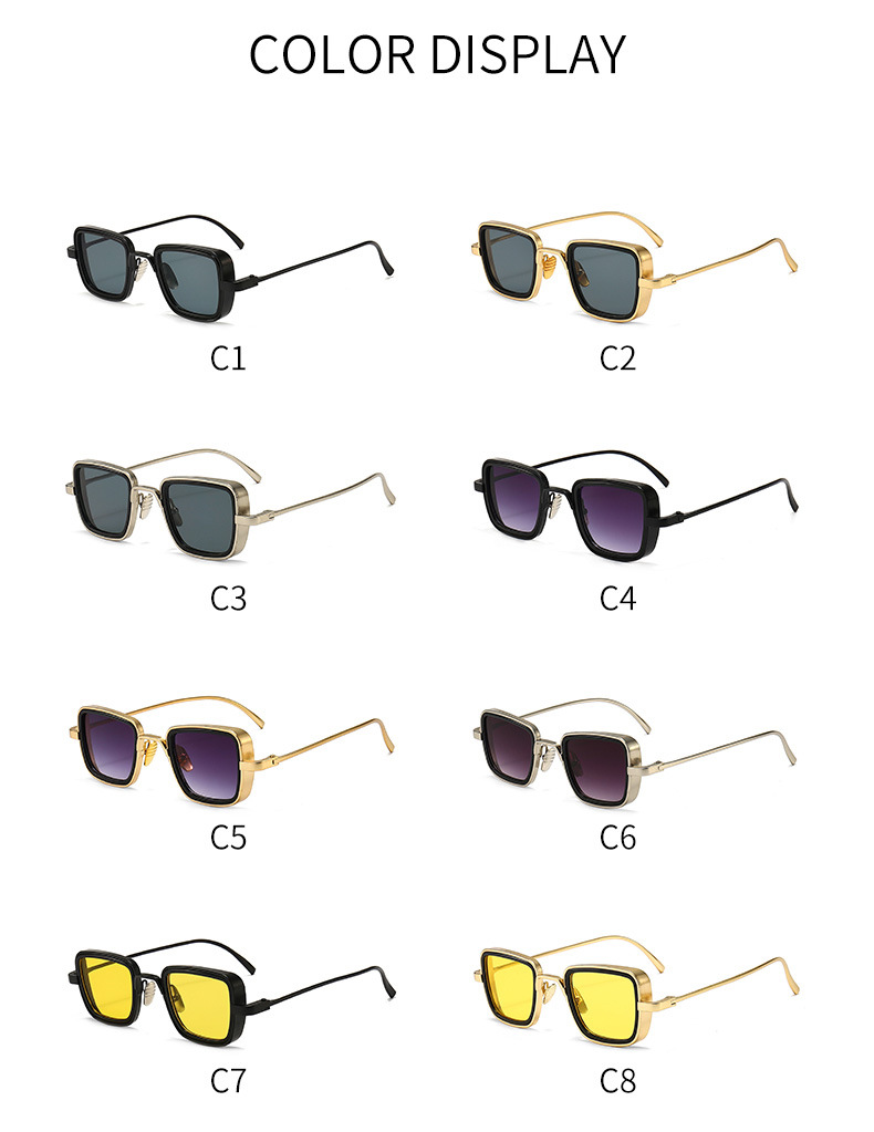 Classic Style Solid Color Ac Square Full Frame Men's Sunglasses display picture 2