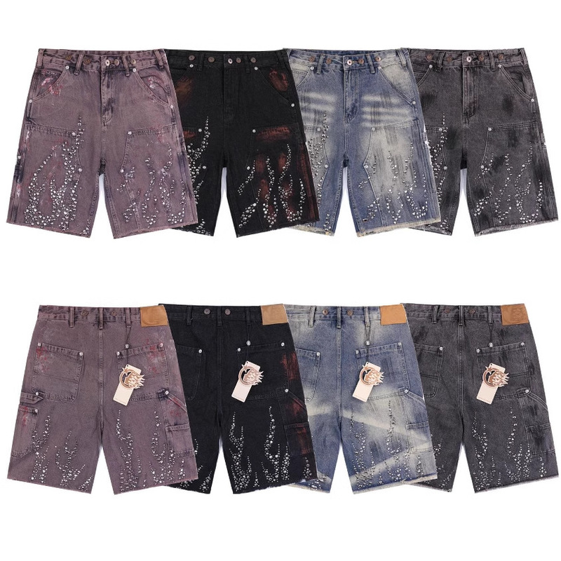 Beautiful Fashion Hell Star Hellstar Denim Straight Pants Retro Casual Shorts Drill Washing Pants Street
