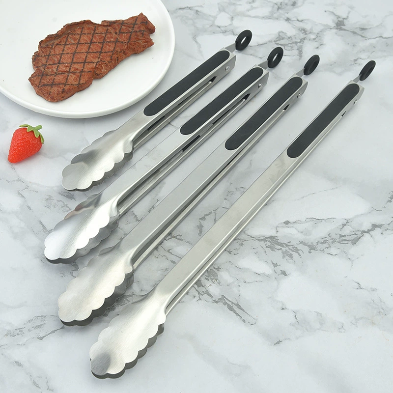 Заводские кухонные щипцы из нержавеющей стали на заказ, щипцы для барбекю с защитой от ожогов, многофункциональные кухонные щипцы для выпечки, щипцы для подачи еды