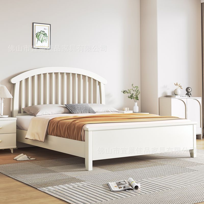 Cream Style Kidsren's Bed Girl's White Solid Wood Bed French Windsor Princess Bed 1.2m Single Bed Storage