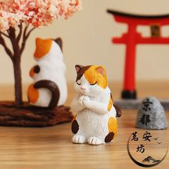 小狐狸桌面装饰小狗猫咪仿真动物摆件办公桌日式家居招财客厅手工