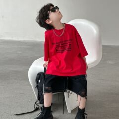男児の夏の純綿tシャツ2025年の新型カジュアルファッション子供用半袖t中小子供服