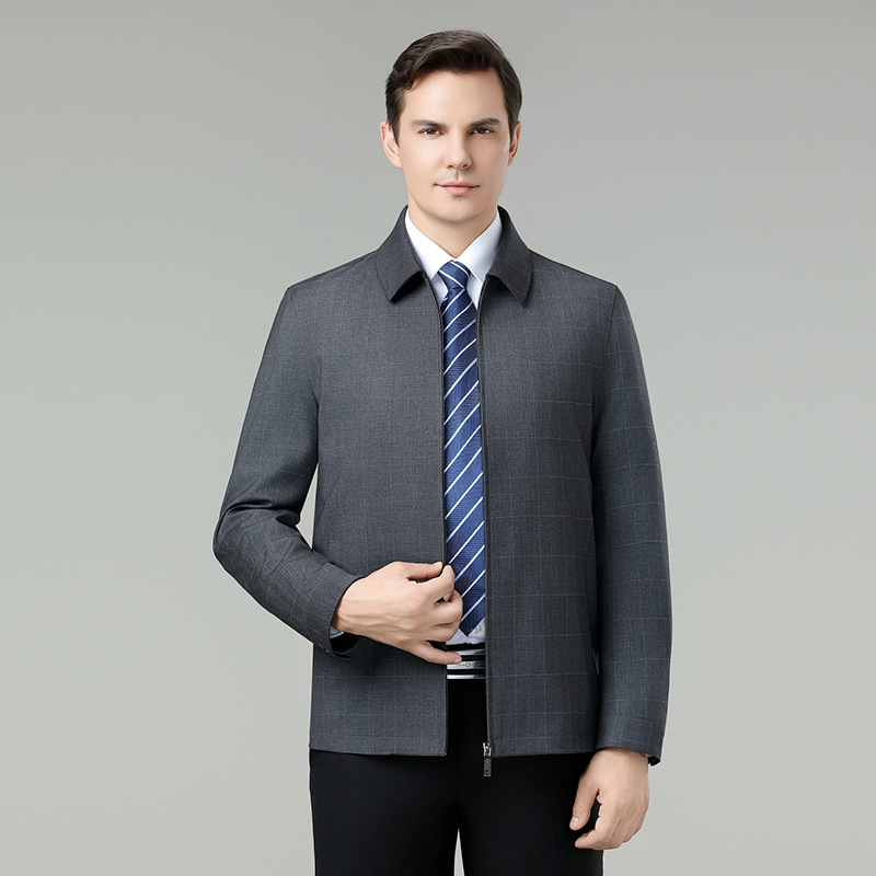 Quality Wool Jacket Men's 2025 Autumn and Winter Business Casual Middle-Aged and Elderly Dad's Jacket No-Iron Lapel Men's Jacket