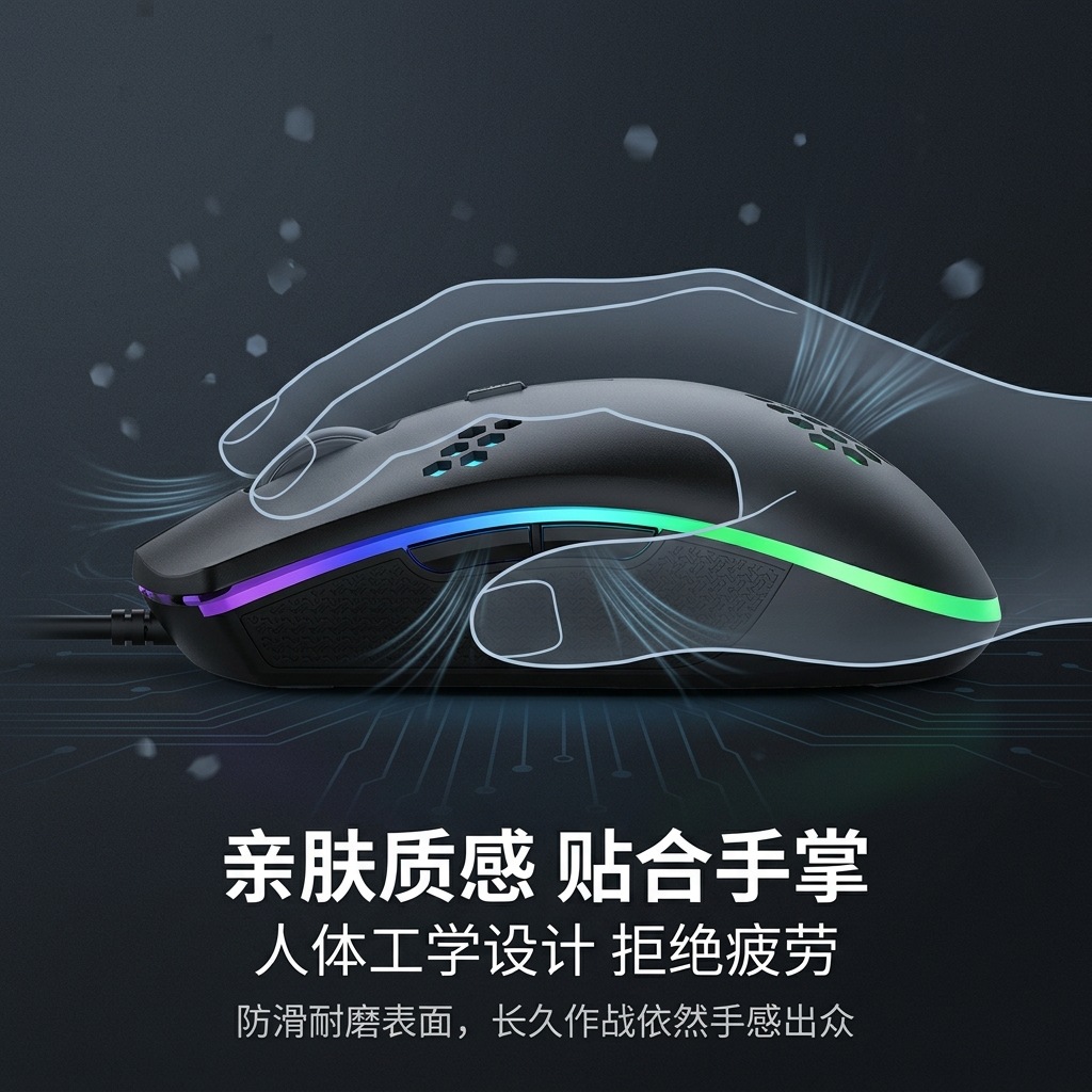 发光鼠标游戏电竞轻便电脑笔记本台式耐用办公静音款有线鼠标现货