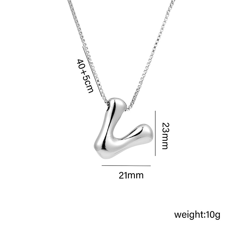 12g Weight Vacuum Plating Gold Plating Process White Gold Plated Plating Material Copper Pendant Material Pendant Necklace Classification Copper Chain Material 1 Piece Quantity Daily Occasion Copper Material Letter Pattern Women's Gender Plating Design Basic Style Copper White Gold Plated Basic Plating Letter Pendant Necklace 22