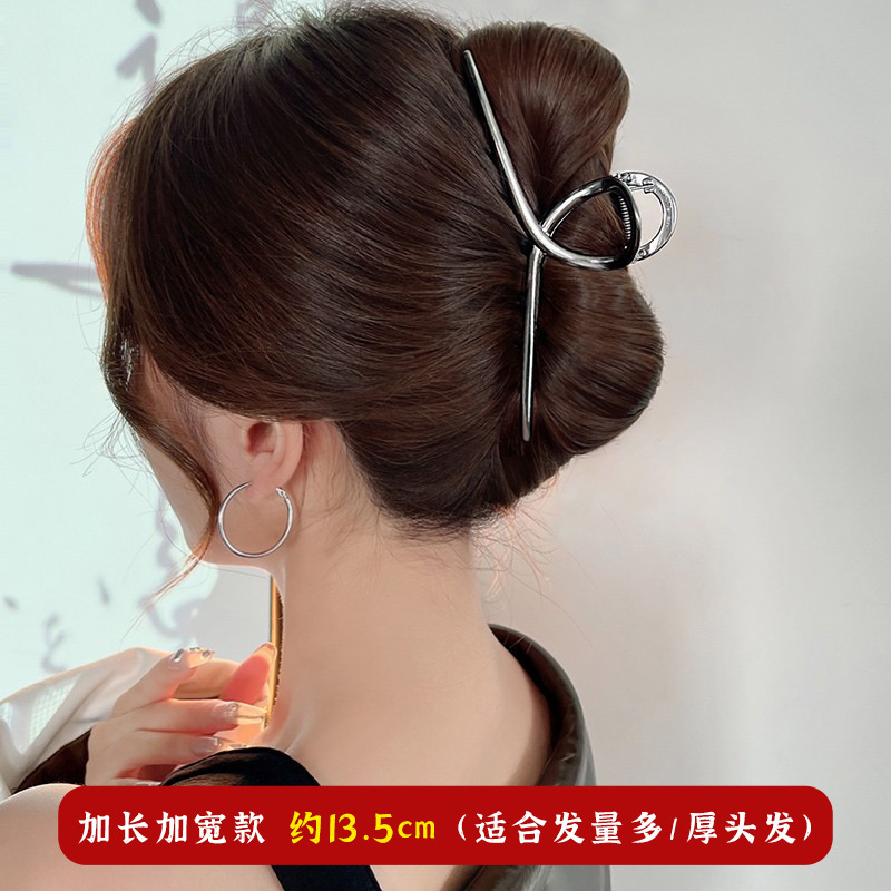 高級シャーククリップメタル特大スクエアクロスヘアクリップ、女性の後頭部用のヘアクリップ|undefined