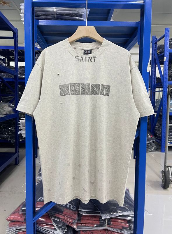 高品質 SAINT MICHAEL ICON ウォッシュ加工 オールド半袖 アメカジ レトロ プリント カップル Tシャツ 男女兼用|undefined