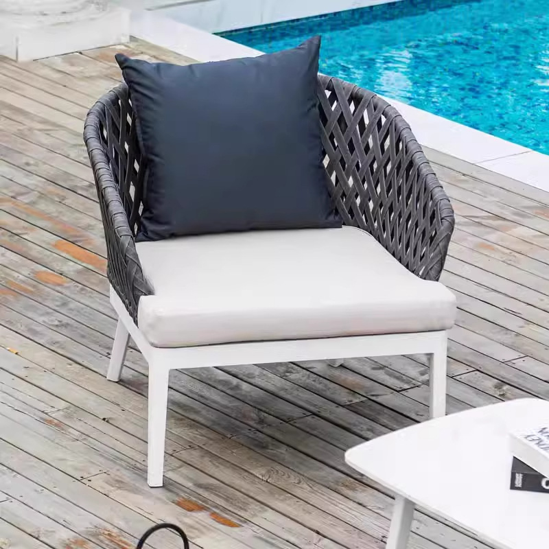 Sofá al aire libre combinado patio jardín terraza balcón impermeable solar al aire libre sofá de aleación de aluminio de caña