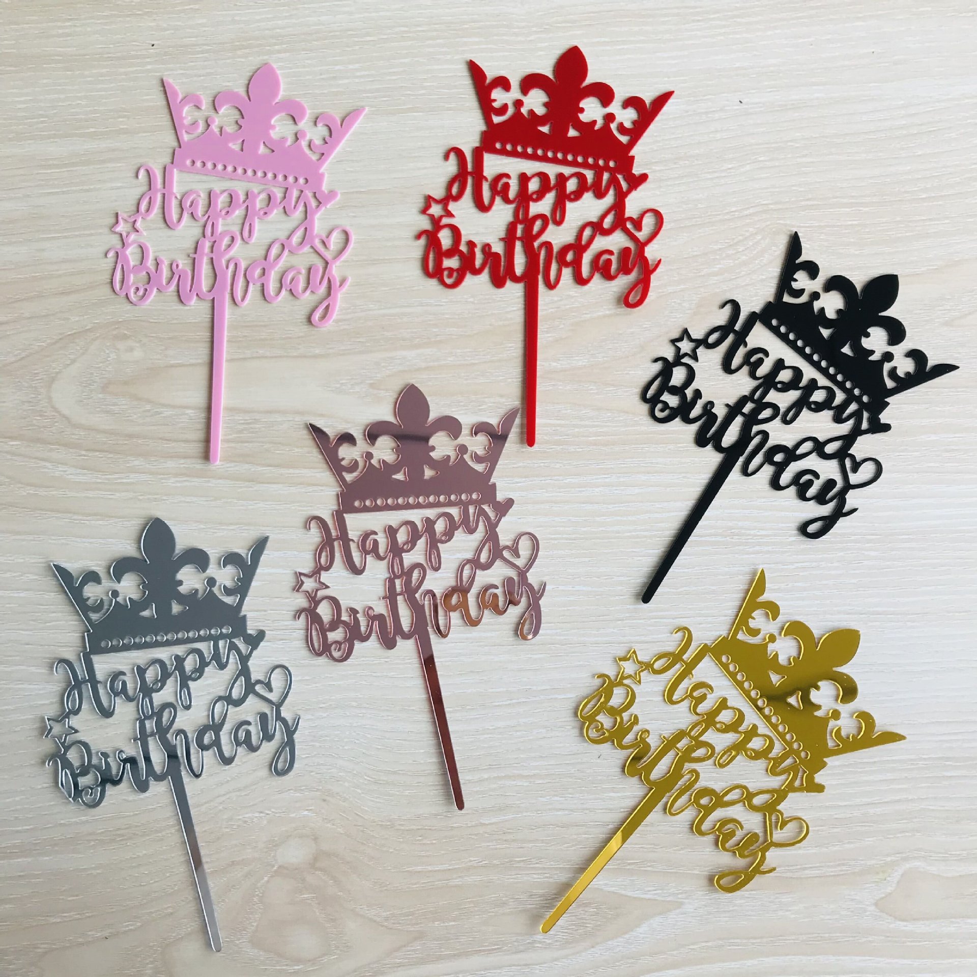 Fábrica de acrílico directo Feliz Cumpleaños feliz Feliz cumpleaños tarjeta plug-in postre Mesa hornear