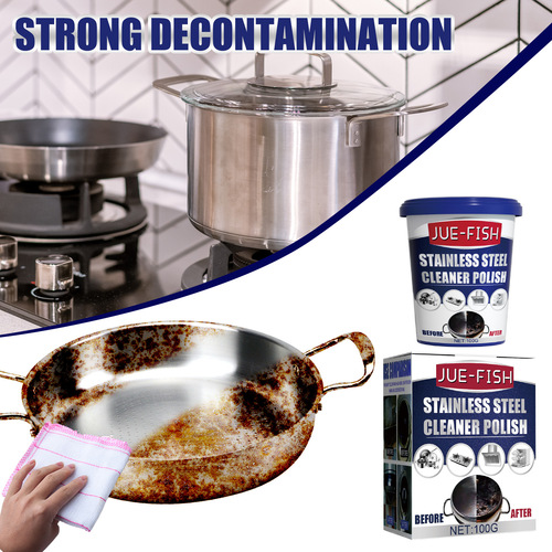 JUE-FISH stainless steel cleaning paste kitchen decontamination paste pot rusty pot bottom stove black scale cleaner
