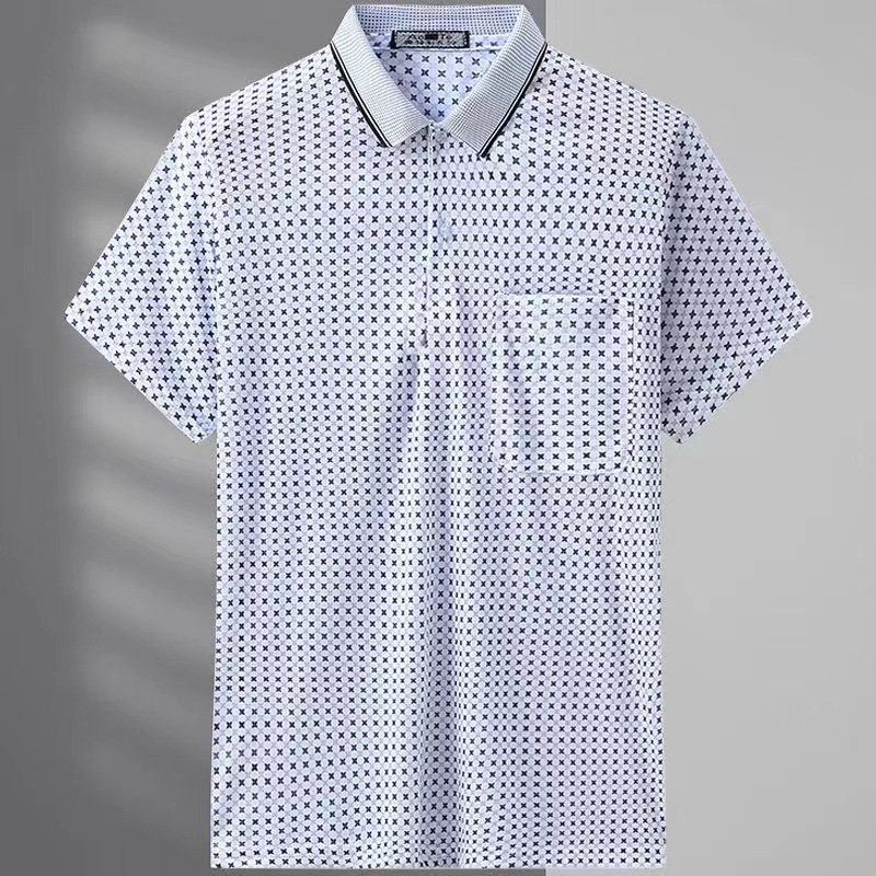 Dad's Summer Middle-aged and Elderly Business Short Sleeve T-shirt Men's Thin Lapel Loose Top Men's Middle-aged Half Sleeve Wholesale