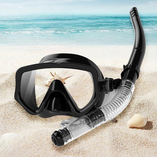 New in stock snorkeling two-treasure diving goggles breathing tube suit silicone semi-dry anti-fog diving mask