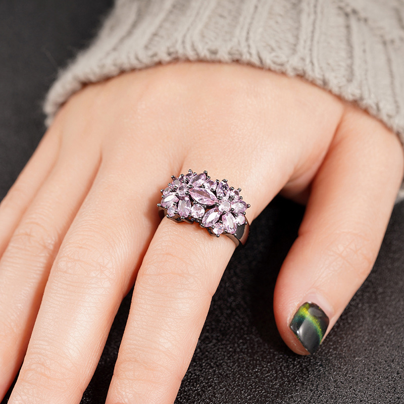 8g Weight Zircon Inlay Material Rings Classification 1 Piece Quantity Holiday, Daily Occasion Copper Material Flower Pattern All Seasons Season Women's Gender Sweet, Cool Style Style Wholesale Jewelry Sweet Cool Style Flower Copper Zircon Rings 2