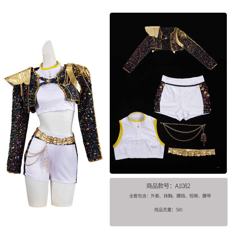 K-POP猎魔女团女团cos服鲁米黑色打歌服舞台演出服cos服跨境新品|undefined