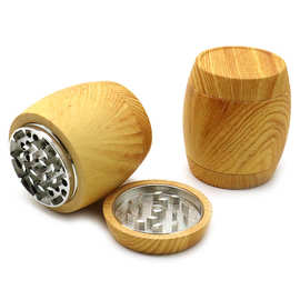 传诚 跨境55mm木头桶形锌合金研磨器 3层木头磨烟器碎烟器grinder