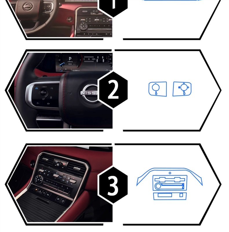 Suitable for 25 Models of Patrol Armada Interior Film Navigation Screen Protector Central Air Conditioning Interior Film Modification