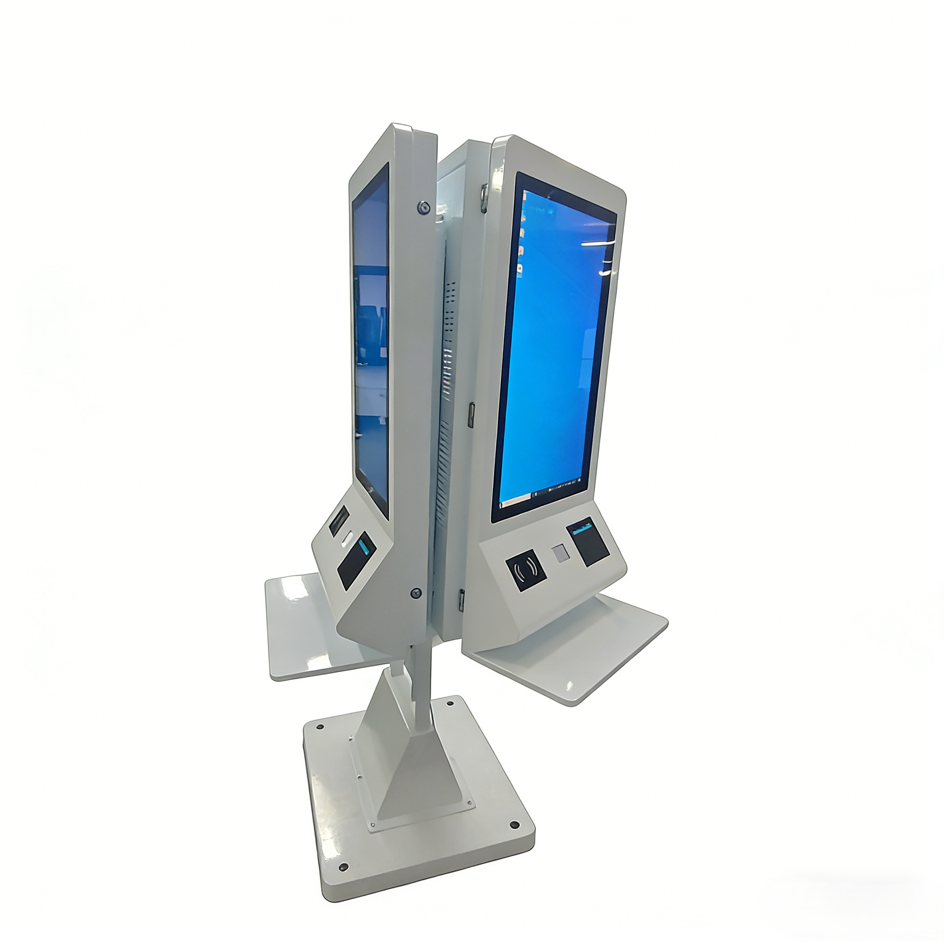 32 pulgadas vertical doble pantalla supermercado cajero automático no tripulado tienda de conveniencia cajero automático máquina inteligente de orden de comida automática