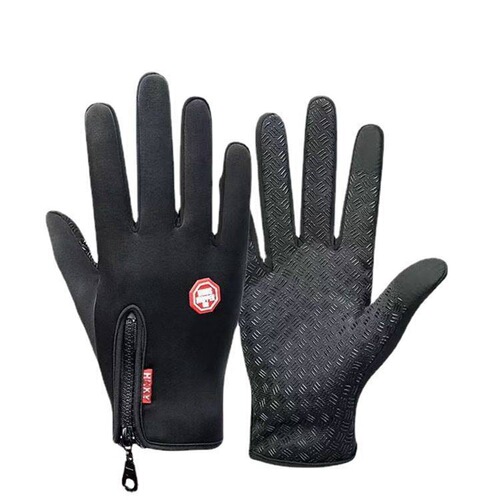 Men and Women Touch Screen Winter Cold and Windproof Zipper Fleece Anti-Slip Silicone Gloves for Outdoor Hiking and Cycling