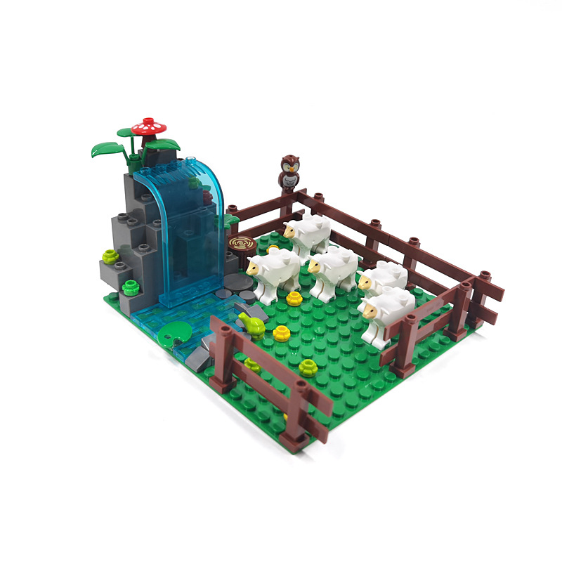 MOC ovejas granja nido de pollo Panda ganado cobertizo pequeña partícula granja bloques de construcción escena neutral empalme juguetes de montaje