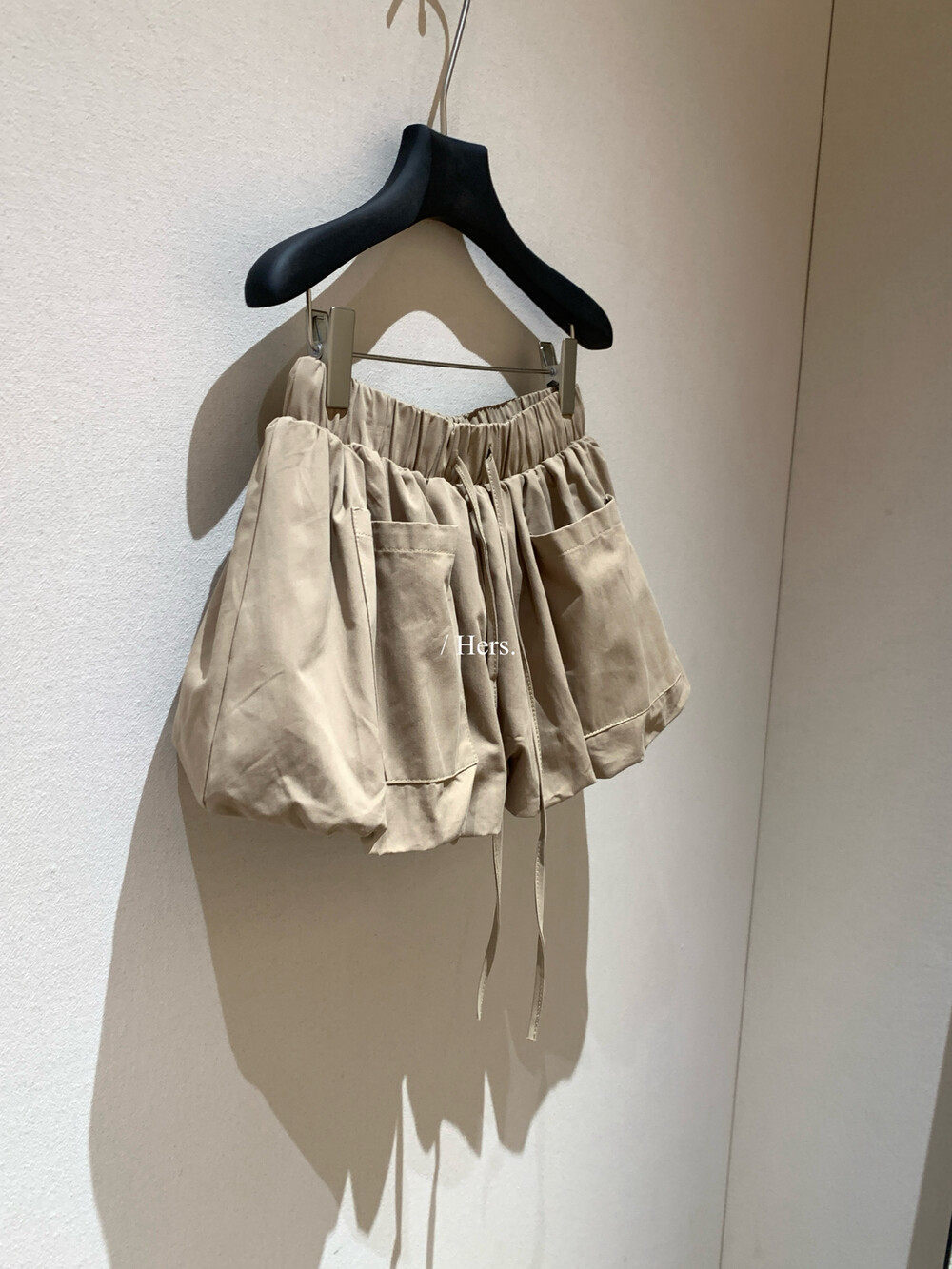 Quần short nữ cạp cao dáng nụ hoa thiết kế rút dây ống rộng thoải mái — Xanh da trờicolor, màu mơ, màu kaki chi tiết 13