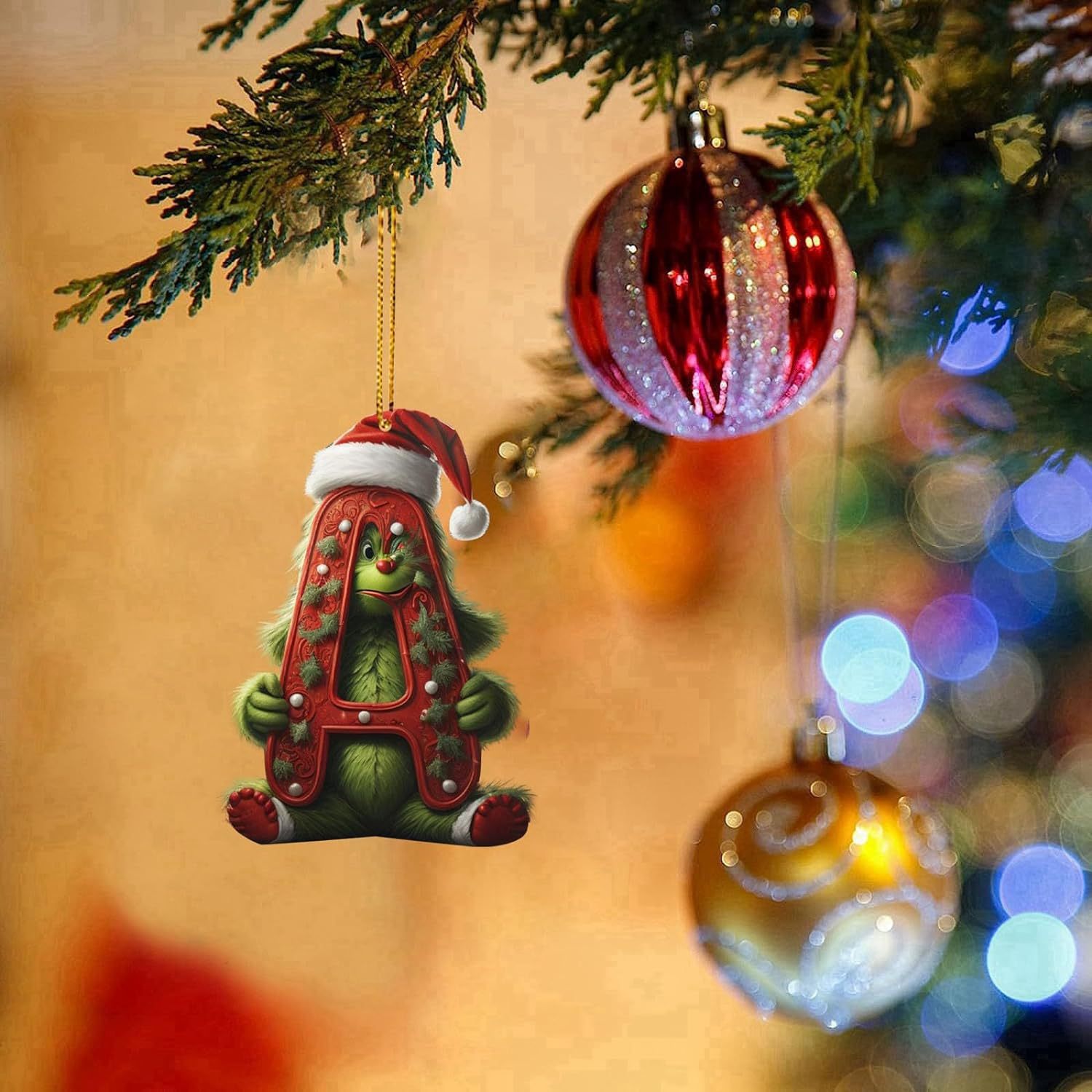 Amazon Grinch Letras Decoración Decoración de Navidad Decoración de árbol de Navidad Colgante image 4