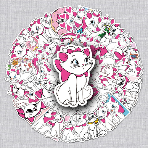 50 Cute Mary Cat Sticker Cartoon Cat DIY Luggage Skateboard Motorcycle Decor Phone Sticker
