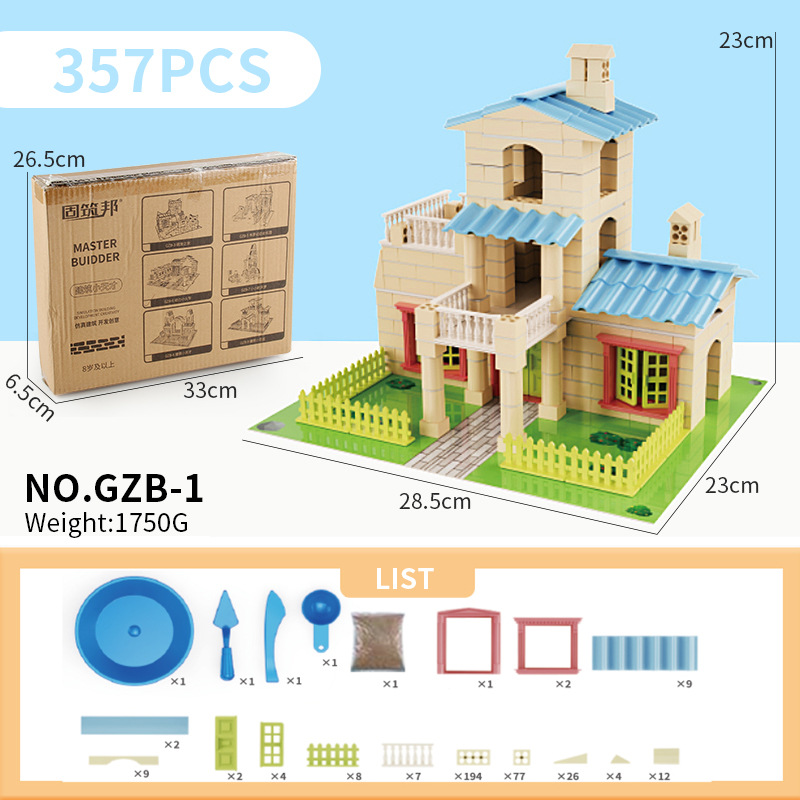Simulación educativa transfronteriza para niños nuevos Mason edificio mini ladrillo ensamblado a mano Casa Villa modelo
