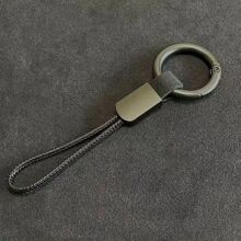 汽车钥匙扣高档翻毛皮个性高端简约创意性编织男女挂绳批发锌合金