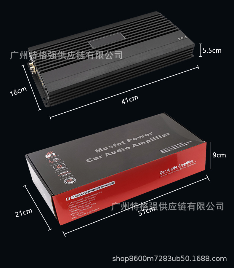 Car-Mounted High-Power Class D Single-Channel Amplifier 2000W Subwoofer Amplifier with Lights for Car Audio Modification