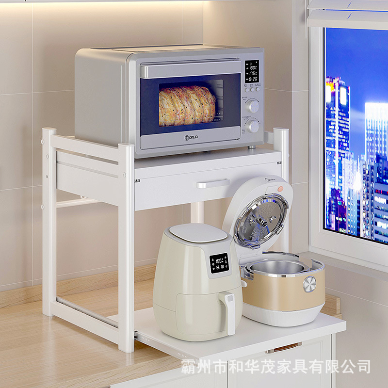 Pull-out shelf for kitchen cabinets, no-drill installation, large-capacity multifunctional storage shelf under the sink for microwave ovens