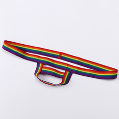 Men's Underwear with Ribbon Waistband, Tanga Style, Polyester Underwear with Rainbow Ribbon Hanger, Wholesale for Export