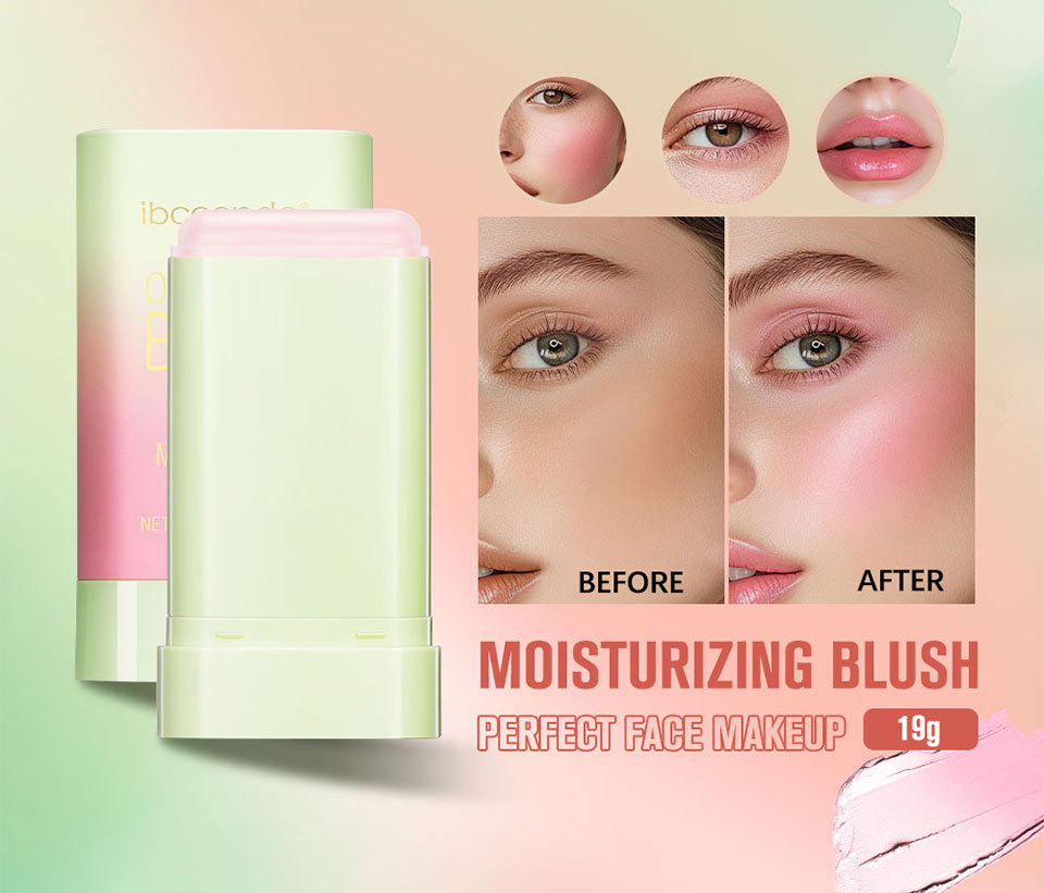 ibcccndc Color-changing Rotating Blush Cream Contouring Blush Cream Natural Nude Makeup Matte Blush Stick Application Scenario