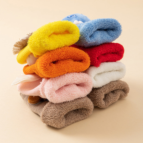 Baby socks autumn and winter big red terry thickened warm anti-slip glue floor socks men and women baby toddler socks wholesale