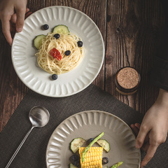 Jingdezhen handmade coarse pottery household dish plate high-quality ceramic Western food plate fish plate Japanese solid color B&B fruit plate