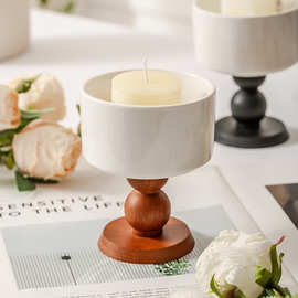 香薰蜡烛台法式高脚杯陶瓷轻奢高档摆件复古蛋糕装饰氛围感