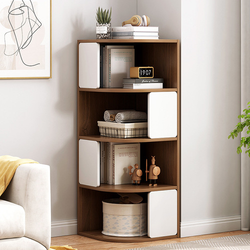 Corner cabinet household living room Nordic style storage rack bookshelf study floor corner bookcase shop product display cabinet