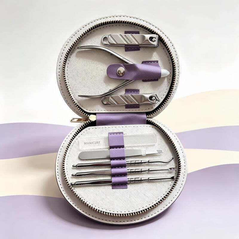 Stainless steel portable zipper manicure tool set, 8-piece set for trimming dead skin, nail scissors, nail file, and nail tools Stainless steel portable zipper manicure tool set, 8-piece set for trimming dead skin, nail scissors, nail file, and nail tools