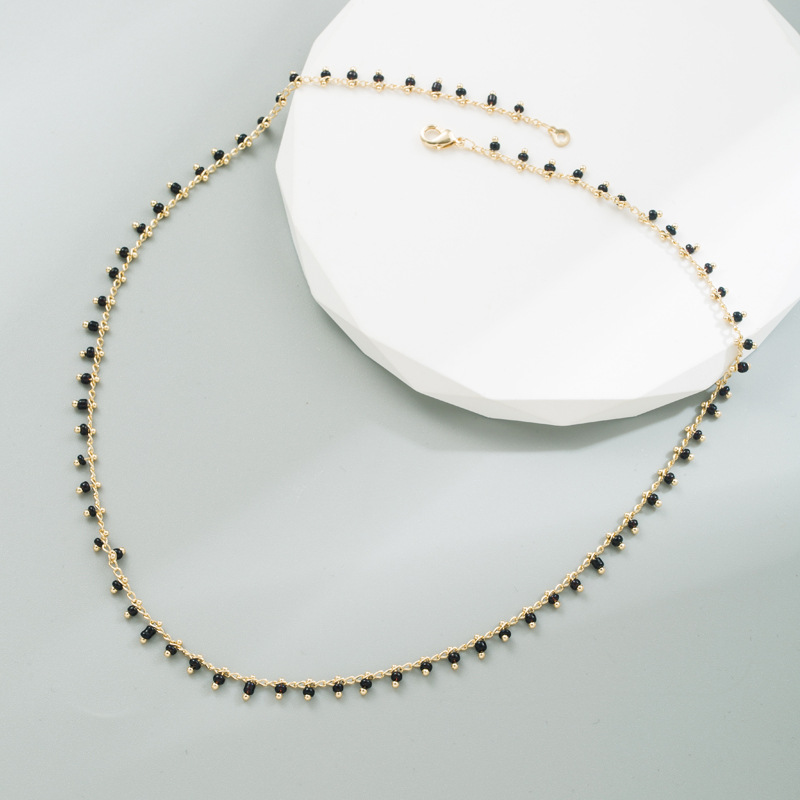 Fashion Geometric Copper Necklace Inlay Beads Copper Necklaces