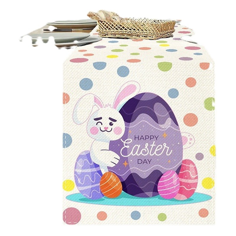 Amazon transfronterizo de Pascua corredor de mesa de impresión digital Nórdico colorido huevo Restaurante occidental anti-incrustante aislamiento térmico mantel decorativo
