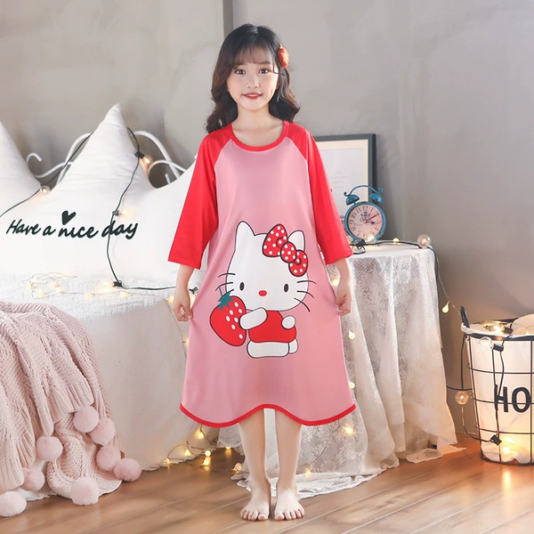 JL three-quarter skirt--Strawberry KT cat