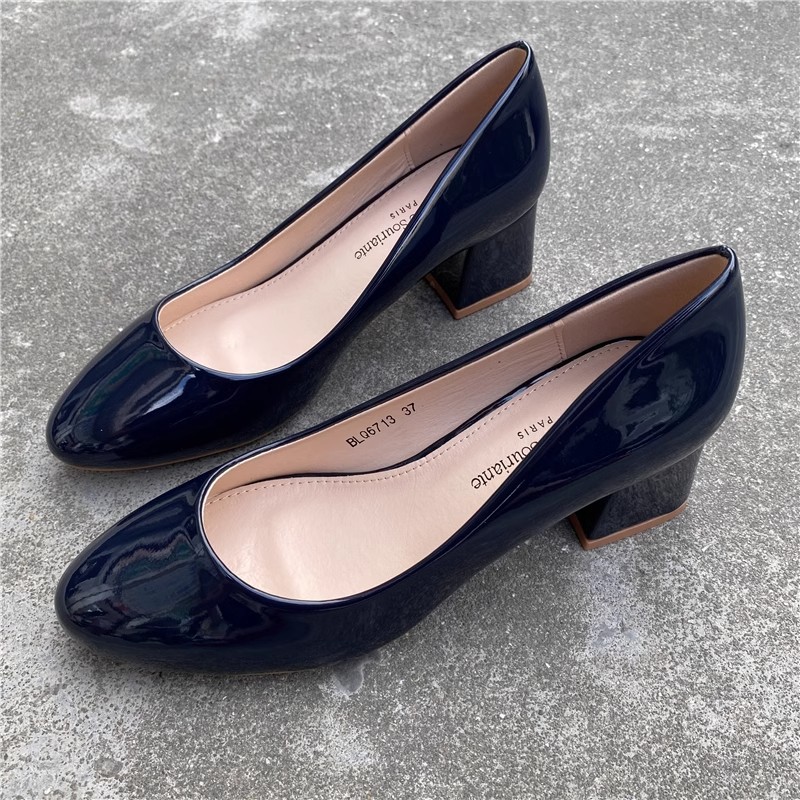 Foreign trade patent leather pumps, roun...