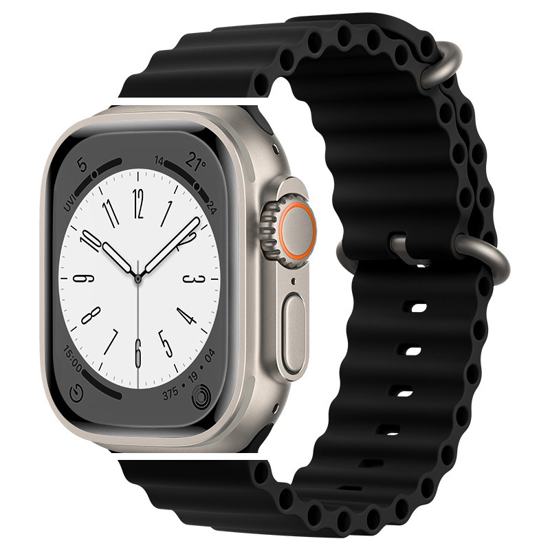 Suitable for iwatch Ultra 8 9 Series 38/40/41/42/44/45/49MM Outdoor Sports Double Button Ocean Silicone Watch Strap Accessories (non Watch)_voghion.com